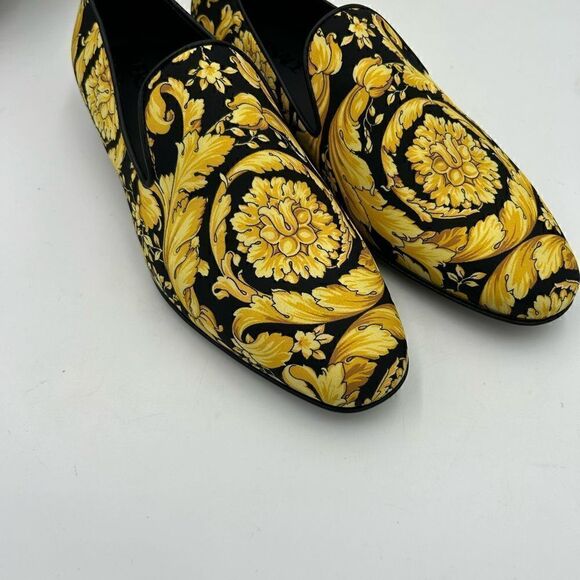 I ♡ Baroque Slippers Black | VERSACE US Men’s Versace Barraco satin slippers size 41 made in Italy